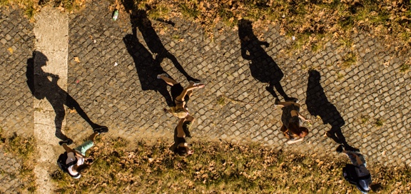 Shadows of a few people